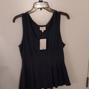 Deletta Black Peplum Tank Top